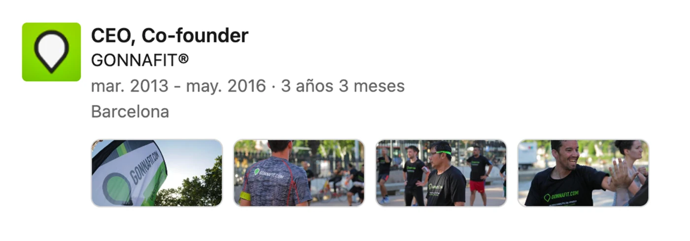 Gonnafit — CEO & Co-founder, 2013–2016 (LinkedIn)